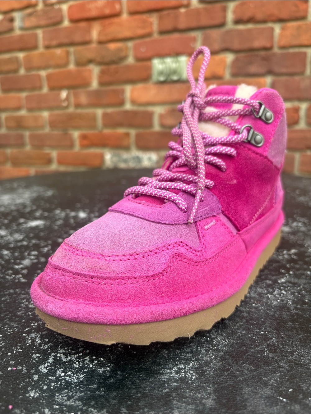 UGG Kids Pink Suede Lace-Up Boots size 3